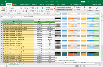 Excel создание таблицы